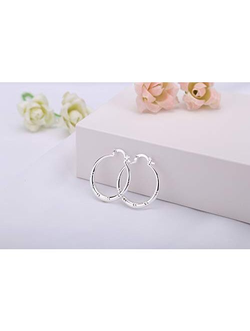 Classic Silver Big Hoop Earrings, Fashion 925 Sterling Solid Silver Large Round Huggie Hoops Earring Jewelry Gifts for Women Girls(1.18", 1.58", 1.96", 2.36")