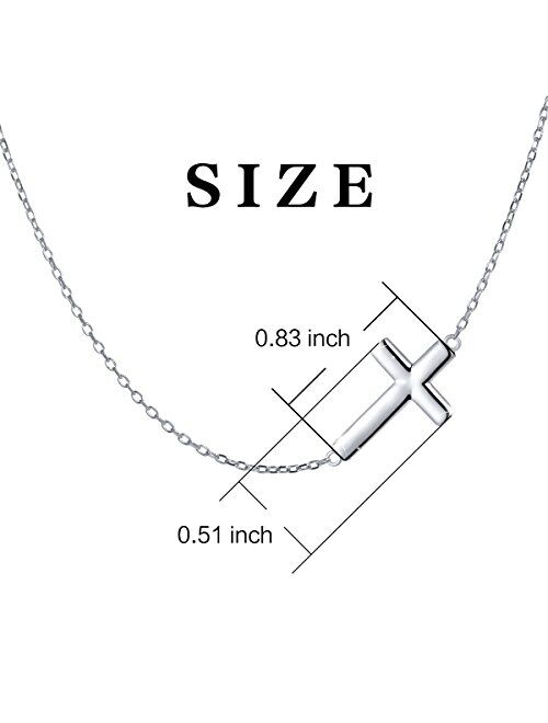 S925 Sterling Silver Jewelry Sideways Cross Choker Necklace 14 inches to 18 inches