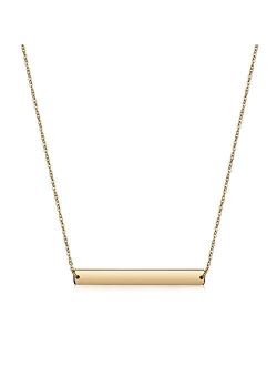 WISTIC Gold Vertical/Horizontal Bar Necklace Custom Engraving Stainless Steel Gold Plated Bar Necklace Layered Necklace for Women Adjustable Chain