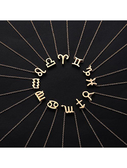 Wishoney Astrology Necklace for Women Jewelry 12 Zodiac Pendant Birthday Gifts Horoscope Constellations Message Card