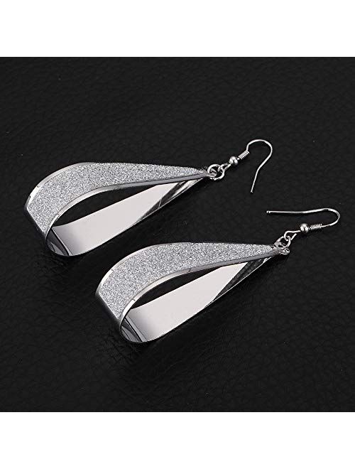 Fashion Women's Silver Crystal Scrub Water Drop Dangle Earrings Party Jewelry Gift