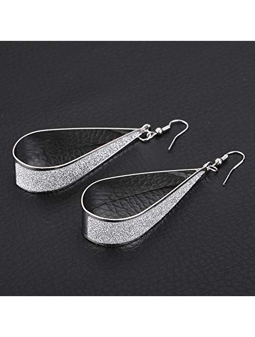 Fashion Women's Silver Crystal Scrub Water Drop Dangle Earrings Party Jewelry Gift