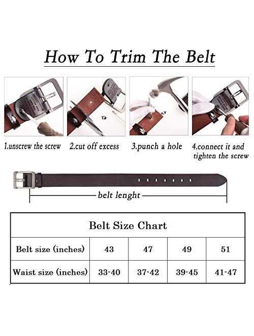 Men's belt,OVENERSIN Genuine Leather Causal Dress Belt for Men's Sports Belt with Classic Single Prong Buckle