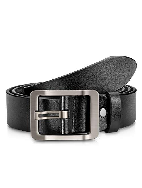 Men's belt,OVENERSIN Genuine Leather Causal Dress Belt for Men's Sports Belt with Classic Single Prong Buckle