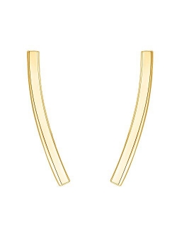 14K Gold Plated Sterling Silver Post Crawler Earrings Cuff Studs