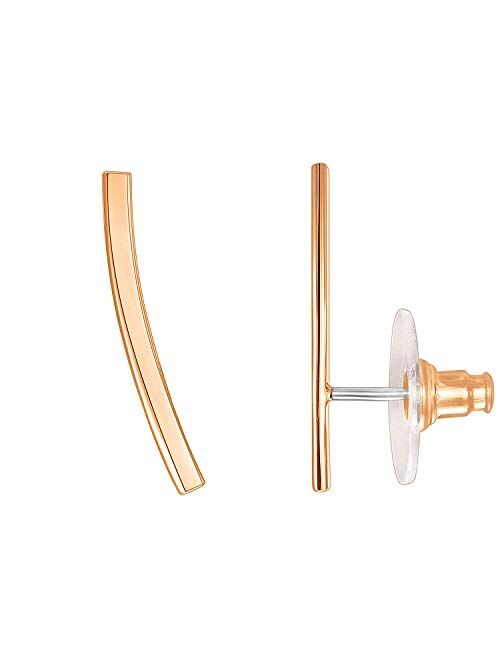 PAVOI 14K Gold Plated Sterling Silver Post Crawler Earrings Cuff Studs