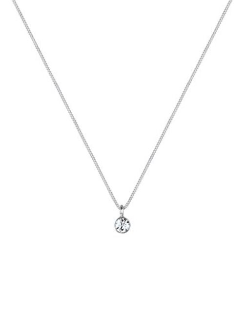 ELLI BY JULIE & GRACE Sterling Silver Swarovski Crystal Solitaire Pendant Necklace, 925 Sterling Silver Necklace for Women, Silver Chains for Women, Length 17.7 inch, Jew