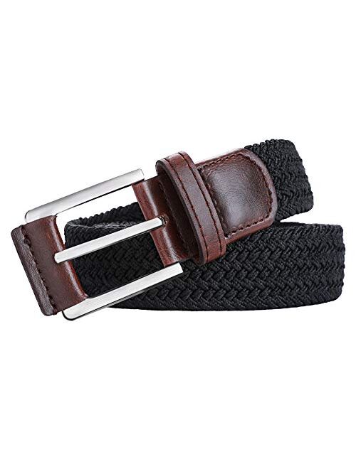 Belt for Men 2Units,Woven Stretch Braided Belt Gift-boxed Golf Casual Pants Jeans Belts,Width 1 3/8"