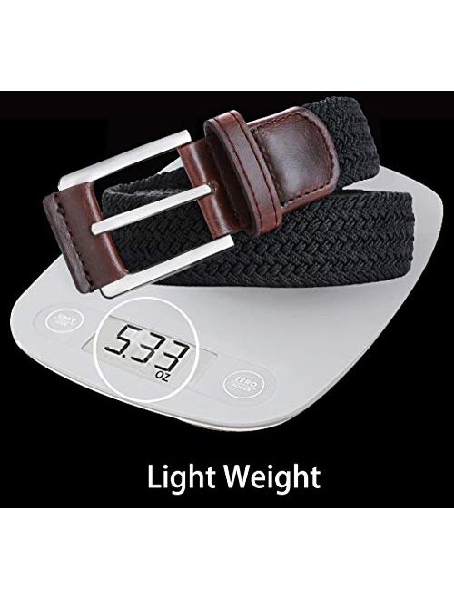 Belt for Men 2Units,Woven Stretch Braided Belt Gift-boxed Golf Casual Pants Jeans Belts,Width 1 3/8"