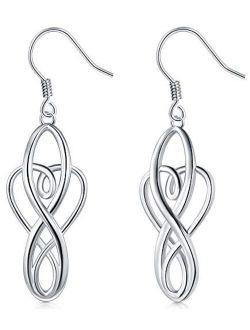 925 Sterling Silver Earrings, BoRuo Celtic Knot Dangle Earrings Good Luck Irish Celtic Knot Vintage Dangles for Women Teardrop Earrings