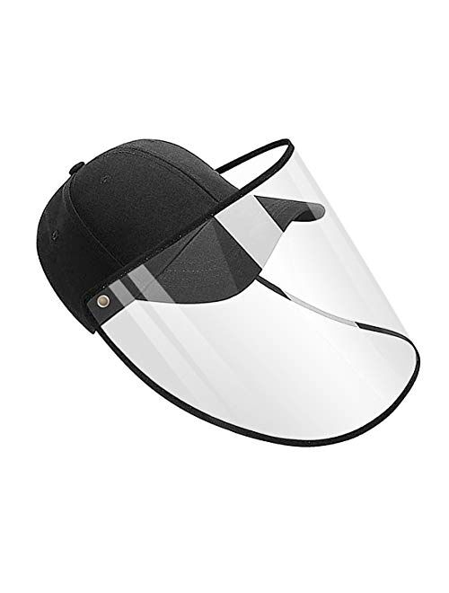 Anti-Spittle Splash Dust-Proof Sunscreen Detachable Adjustment Washable Full Face Protection Baseball Cap with Protective Compartment Unisex Outdoor Black