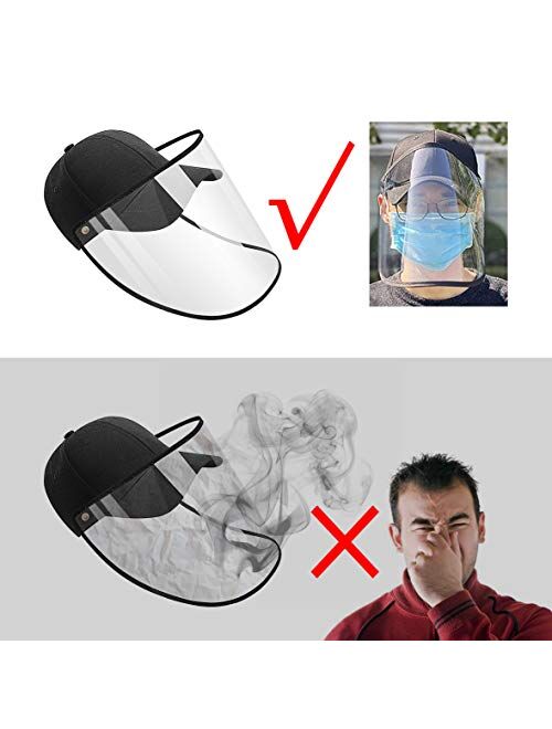Anti-Spittle Splash Dust-Proof Sunscreen Detachable Adjustment Washable Full Face Protection Baseball Cap with Protective Compartment Unisex Outdoor Black