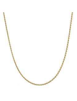 Bling For Your Buck 18K Gold Flashed Sterling Silver 1.6mm Italian Rope Chain Necklace 16" - 30"