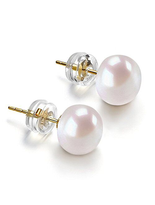 PAVOI 14K Gold AAA+ Handpicked White Freshwater Cultured Pearl Earrings Studs