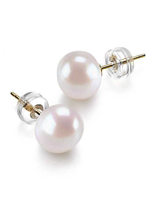 PAVOI 14K Gold AAA+ Handpicked White Freshwater Cultured Pearl Earrings Studs