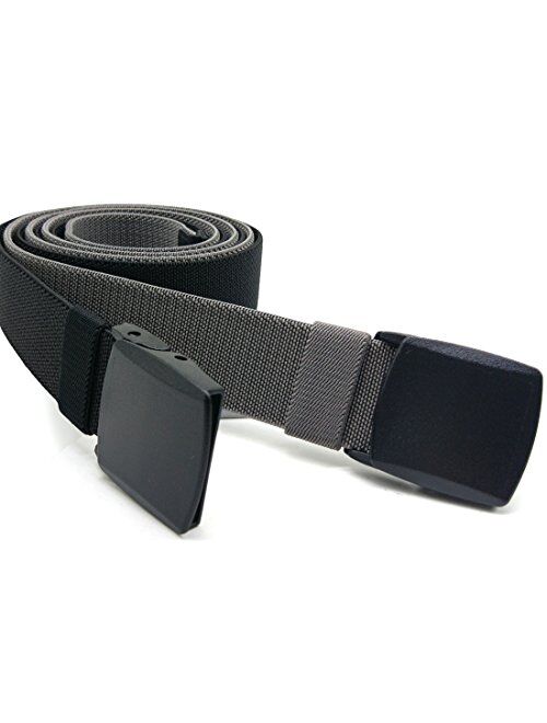 Hoanan 2-Pack Elastic Stretch Belt, Mens All Size No Metal Nylon Tactical Hiking Belt