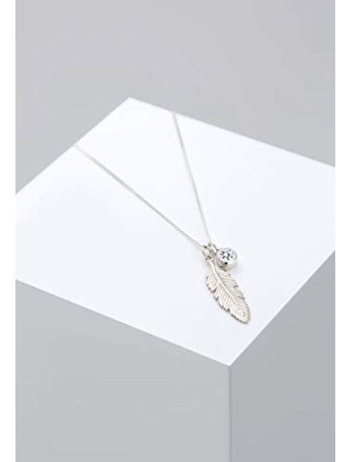 ELLI BY JULIE & GRACE Sterling Silver Swarovski Crystal Feather Pendant Necklace, 925 Sterling Silver Necklace for Women, Silver Chains for Women, Length 17.7 inch, Jewel