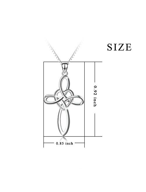 YFN Celtic Knot Cross Necklace Sterling Silver Infinity Love Heart Pendant Necklace