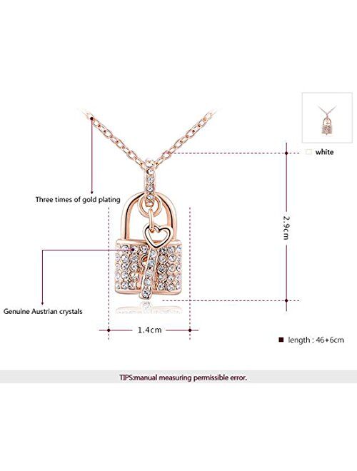 joyliveCY Women Lock & Key Gold Plated Necklace Rose Gold Chain Necklace
