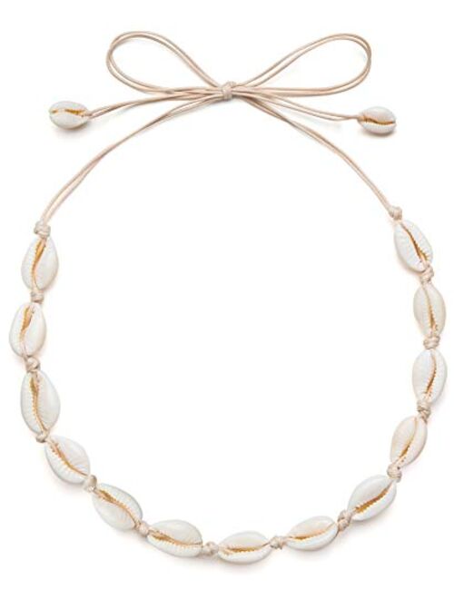 Qceasiy Seashell Necklace Choker for Women Summer Hawaiian Style Natural Shell Necklace
