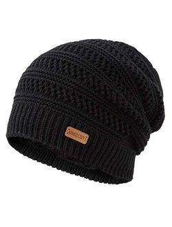 OMECHY Mens Winter Knit Warm Hat Stretch Plain Beanie Cuff Toboggan Cap