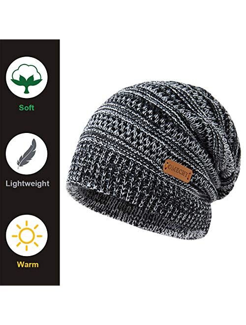 OMECHY Mens Winter Knit Warm Hat Stretch Plain Beanie Cuff Toboggan Cap