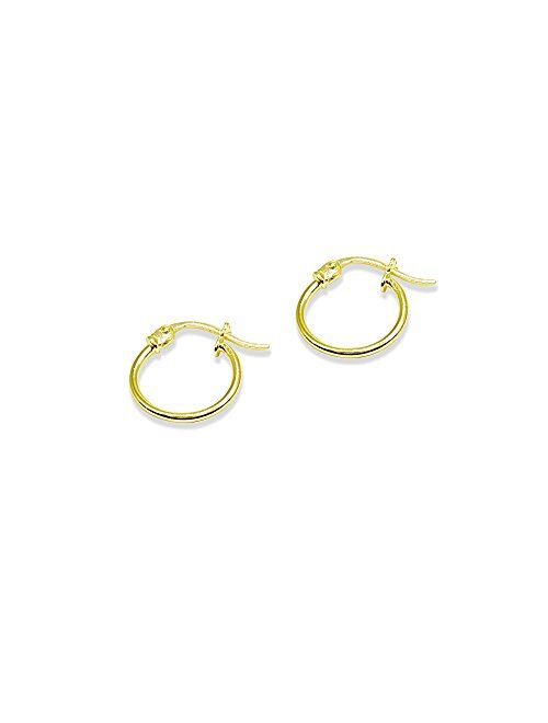 Sterling Silver Small High Polished Round Thin Lightweight Unisex Click-Top Hoop Earrings, Choose a Size & Metal
