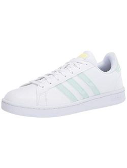 Women's Grand Court Sneaker, ftwr White/dash green/shock yellow, 7 M US