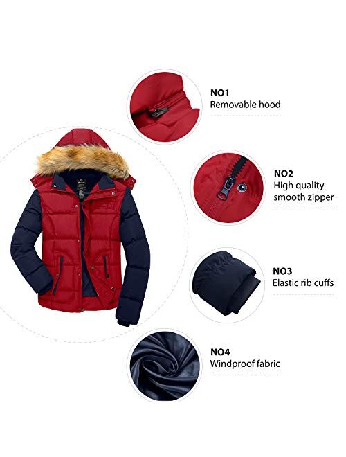 Wantdo Men's Winter Puffer Jacket Thicken Winter Coat Warm Padded Jacket with Hood
