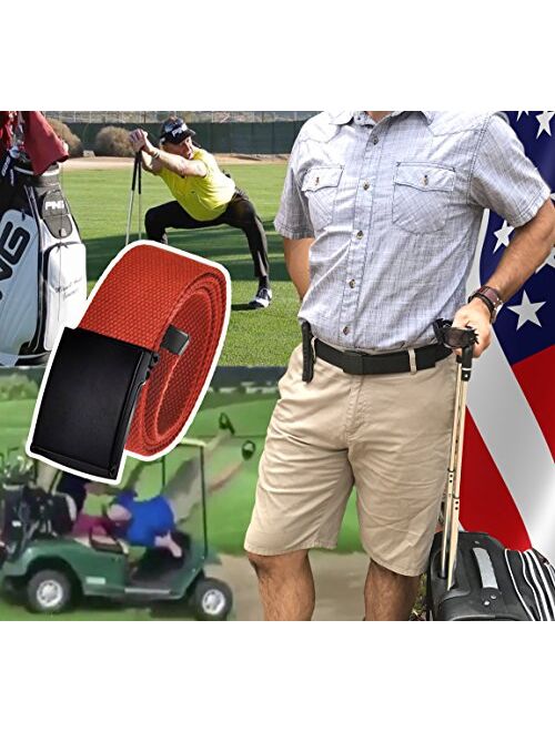 Men's Cut to Fit Golf Belt Casual Outdoor Canvas with Black Military Flip Top Buckle
