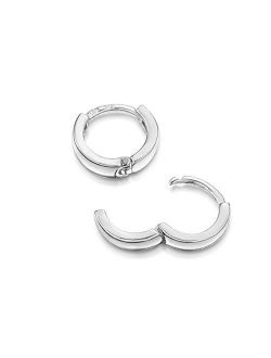 Amberta Fine 925 Sterling Silver Pair of Round Hinged Hoops - Sleeper Earrings Diameter 10 20 45 65 mm