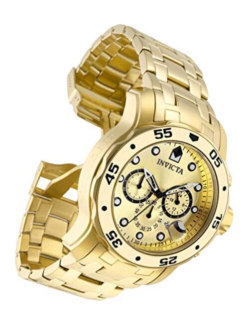Invicta Men's Pro Diver Scuba 48mm Gold Tone Stainless Steel Chronograph Quartz Watch, Gold (Model: 0074)