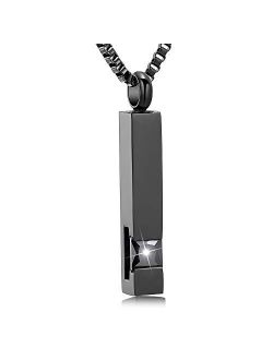 XSMZB Crystal Cremation Urn Jewelry Cube Memorial Ashes Necklace Pendant Keepsake- Black Birthstone Series