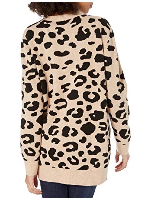 Amazon Brand - Daily Ritual Women's Ultra-Soft Leopard Jacquard Cardigan Sweater