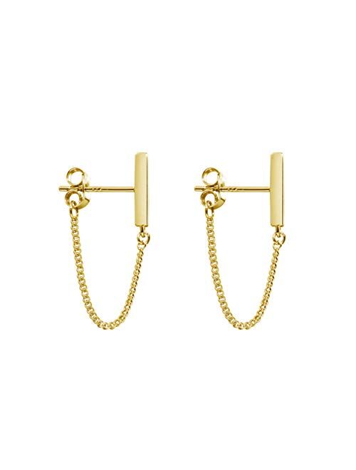 Chain Earrings Dainty Earrings Minimalist Hypoallergenic Earrings for Women Sensitive Ears Gold Stud Earrings for Women Dangle Earrings for Men