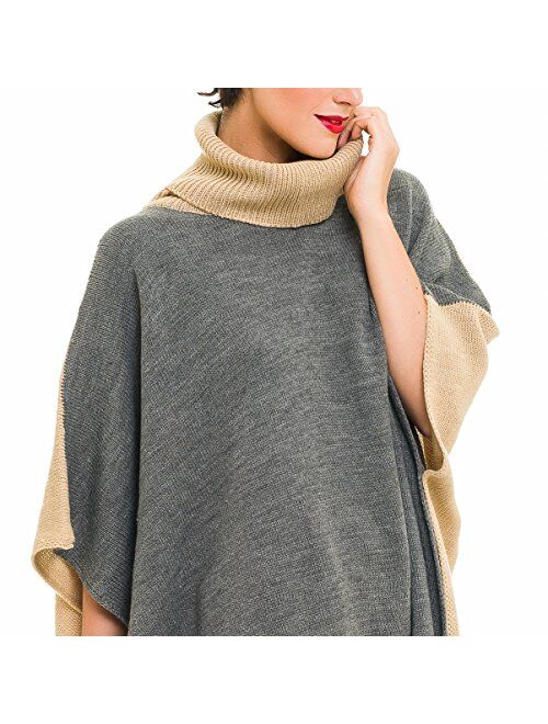 Cardigan Poncho Turtleneck Sweater: Women Shawl Wrap Cape Coat for Fall Winter