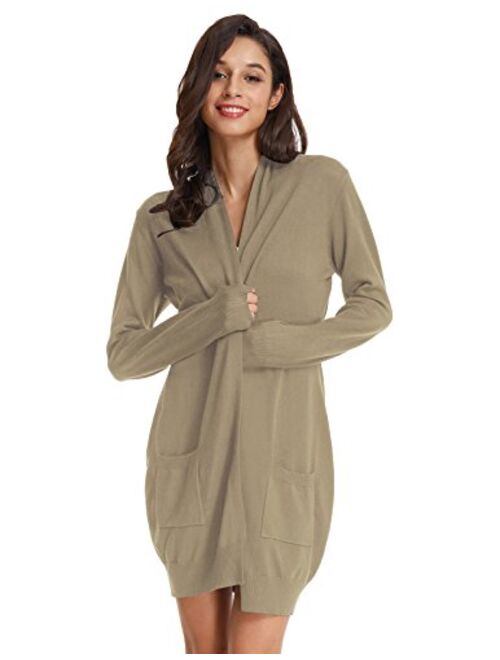 GRACE KARIN Women's Casual Open Front Cardigan Long Knitted Sweaters with Pockets