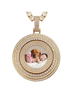 Picture Necklace Personalized Photo Pendant for Men customized Necklaces for Women Memory Medallion Pendant with Tennis Chain or Rope Chain Keychain Bag Ornaments Dog Tag