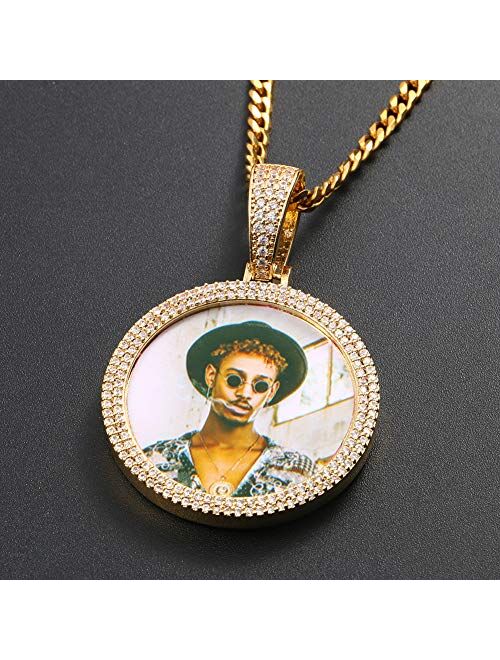 Picture Necklace Personalized Photo Pendant for Men customized Necklaces for Women Memory Medallion Pendant with Tennis Chain or Rope Chain Keychain Bag Ornaments Dog Tag