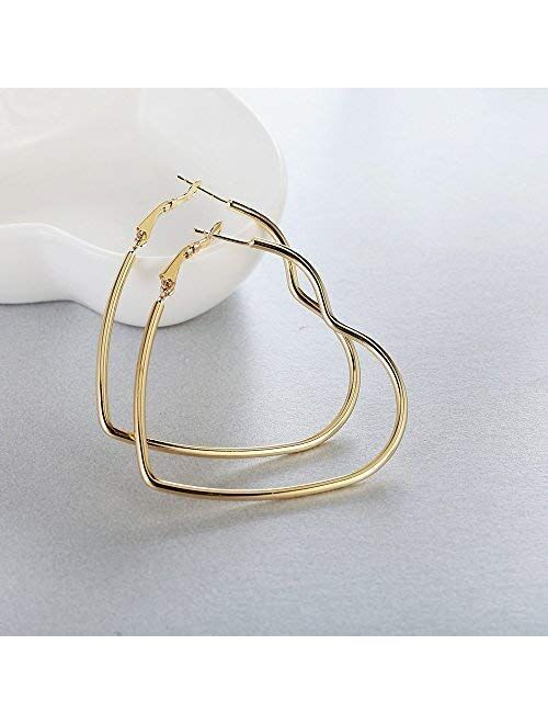 Yukhins Stainless Steel Simple Geometric Big Hoop Earring For Women Girls