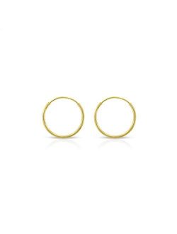 14k Solid Gold Endless Hoop Earrings Sizes 10mm - 20mm and 3-Pair Sets, 14k Gold Thin Hoop Earrings, Cartilage Earrings, Helix Earring, Nose Hoop, Tragus Earring, 100% Re