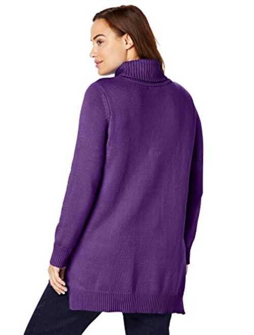 Woman Within Women's Plus Size Turtleneck Cable Long Sleeve Sweater Pullover