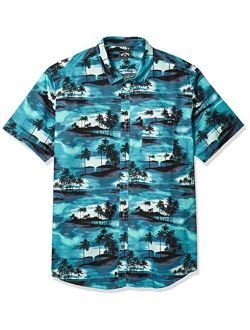 Men's Sundays Woven Floral and Small Scale Printed Pattern Short Sleeve Shirt