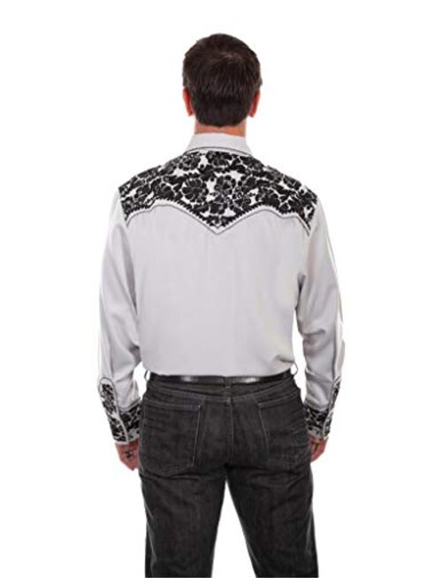 Scully Mens Floral Tooled Shirt