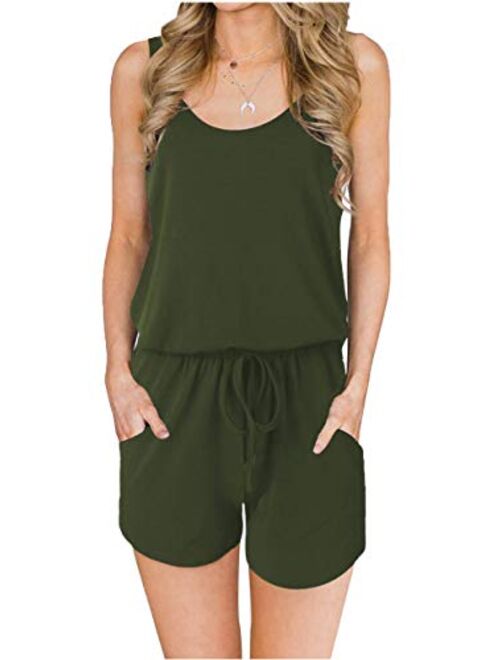 ANRABESS Womens Summer Scoop Neck Sleeveless Casual Tank Top Short Jumpsuit Rompers with Pockets