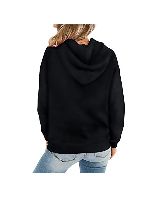 Davenil Womens Hoodies Comfy Fleece Long Sleeve Hooded Sweatshirt Pullover for Women Casual Tops with Pocket