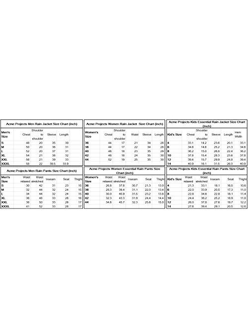 Acme Projects Rain Suit (Jacket + Pants), 100% Waterproof, Breathable, Taped Seam, 10000mm/3000gm, YKK Zipper