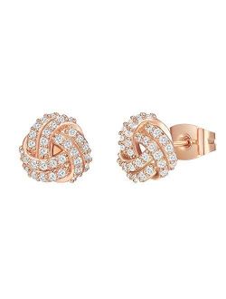 14K Gold Plated Sterling Silver Post Love Knot Stud Earrings | Gold Earrings for Women