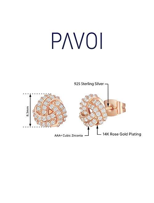 PAVOI 14K Gold Plated Sterling Silver Post Love Knot Stud Earrings | Gold Earrings for Women