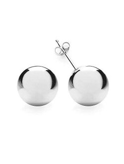 NYC Sterling Silver Bead Ball Studs 3mm-10mm Earrings-Plain Round Polished Hypoallergenic Studs for Women, Girls (3mm to 10mm)